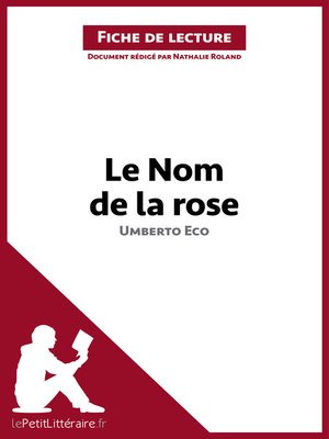 cover image of Le Nom de la rose d'Umberto Eco (Fiche de lecture)